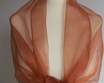 Copper organza wrap shawl scarf for bridesmaids,  weddings, prom, races. UK seller