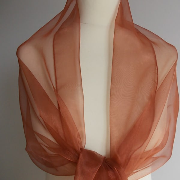 Copper organza wrap shawl scarf for bridesmaids,  weddings, prom, races. UK seller