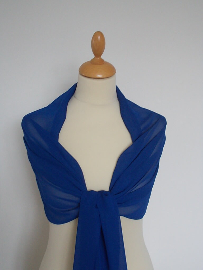 Royal blue chiffon wrap shawl scarf for bridesmaids | Etsy