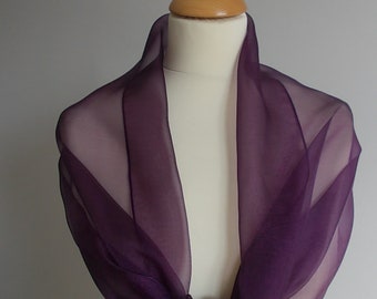 Plum mauve purple organza wrap shawl scarf for bridesmaids,  weddings, prom, races. UK seller