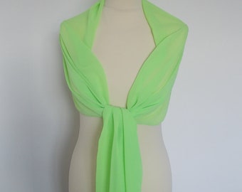 Lime green chiffon wrap shawl scarf for bridesmaids,  weddings, prom, races. UK seller