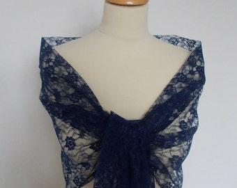 Navy lace wrap shawl scarf for bridesmaids Goth weddings prom races. UK seller