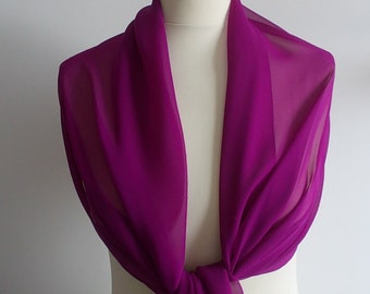 Raspberry pink chiffon wrap shawl scarf for bridesmaids,  weddings, prom, races. UK seller