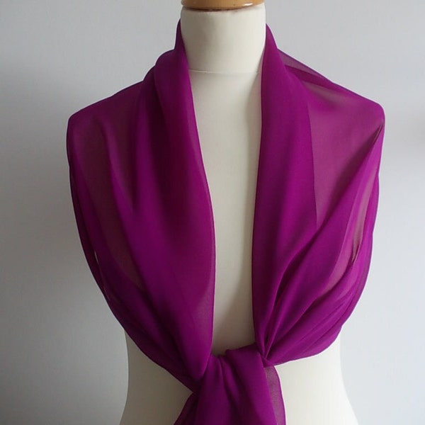 Raspberry pink chiffon wrap shawl scarf for bridesmaids,  weddings, prom, races. UK seller