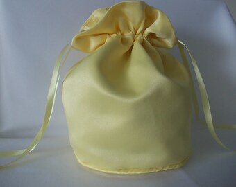 Small Satin Drawstring Pouch Yellow Gold Bag
