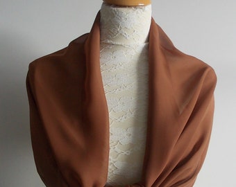Copper, brown chiffon wrap shawl scarf for brides,  bridesmaids,  weddings, prom, races. UK seller