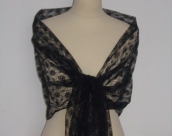 Black lace wrap shawl scarf for bridesmaids Goth weddings prom races. UK seller