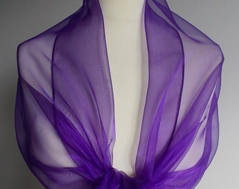 Dark purple organza wrap shawl scarf for bridesmaids,  weddings, prom, races. UK seller