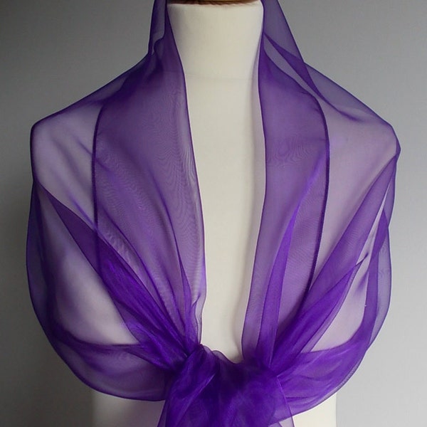 Dark purple organza wrap shawl scarf for bridesmaids,  weddings, prom, races. UK seller