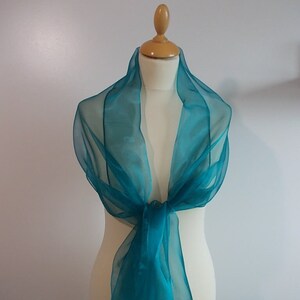 Teal organza wrap shawl scarf for bridesmaids, weddings, prom, races. UK seller image 2