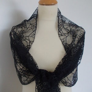 Black spiderweb wrap shawl scarf for Halloween,  bridesmaids,  Goth weddings. UK seller