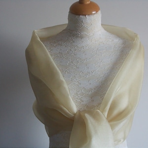 Gold organza wrap shawl scarf for bridesmaids,  weddings, prom, races. UK seller