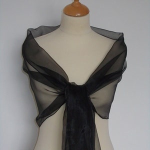 Black organza wrap shawl scarf for bridesmaids,  weddings, prom, races. UK seller