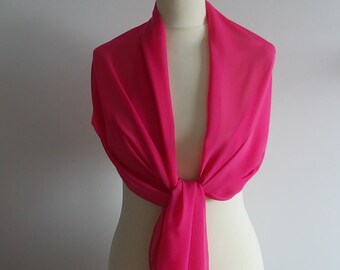 Hot pink, bubble gum pink chiffon wrap shawl scarf for bridesmaids,  weddings, prom, races. UK seller