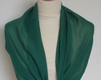 Bottle green chiffon wrap shawl scarf for bridesmaids,  weddings, prom, races. UK seller