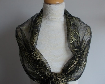 Gold and black glitter spiderweb wrap shawl scarf for Halloween,  bridesmaids,  Goth weddings. UK seller