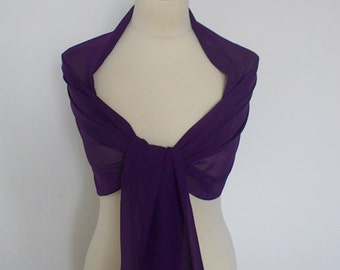 Purple, mauve chiffon wrap shawl scarf for bridesmaids,  weddings, prom, races. UK seller