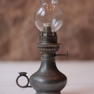 Vintage French Pewter Oil Lamp