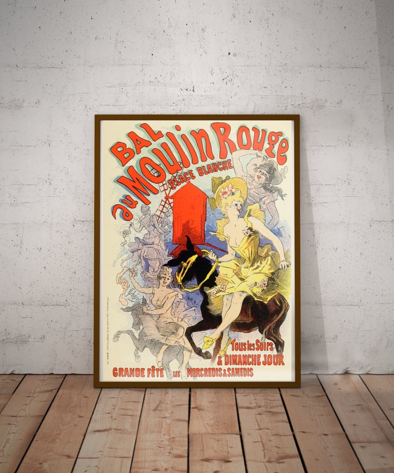 Moulin Rouge Art Nouveau French Vintage Framed Poster Black Etsy
