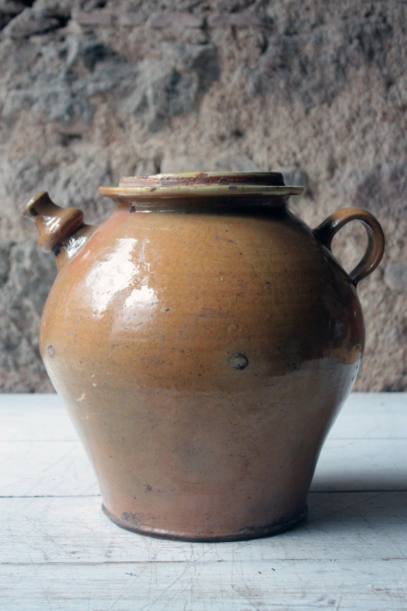 Large Mustard Glazed French Antique Stoneware Jar or Jarre Etsy