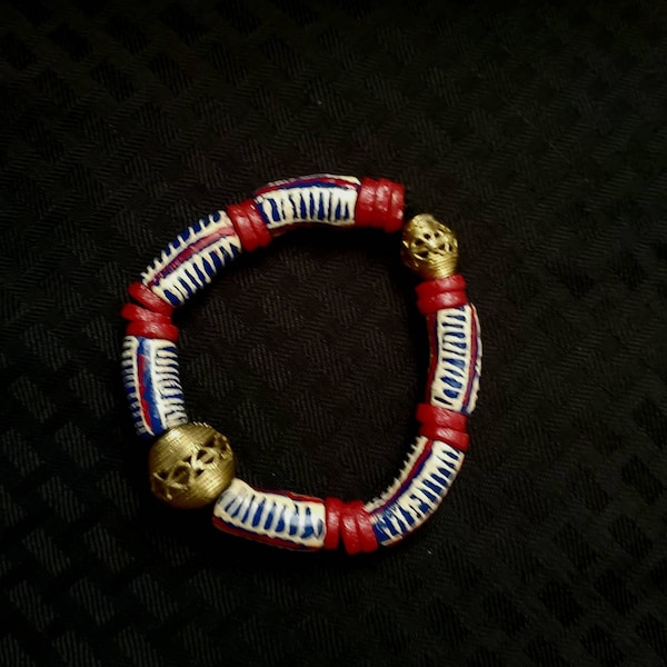 African Bead Bracelet, Krobo Bead Bracelet, Ghanaian bead Bracelet.