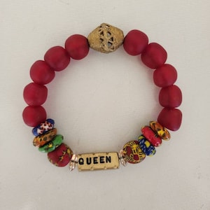Ghanaian Bead Bracelet, Queen Bead Bracelet, Krobo Bead Bracelet, Recycled Glass Bead Bracelet, Name Bead Bracelet