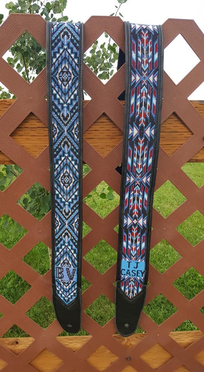 Authentic Native American Custom Made Beaded Guitar Straps Etsy