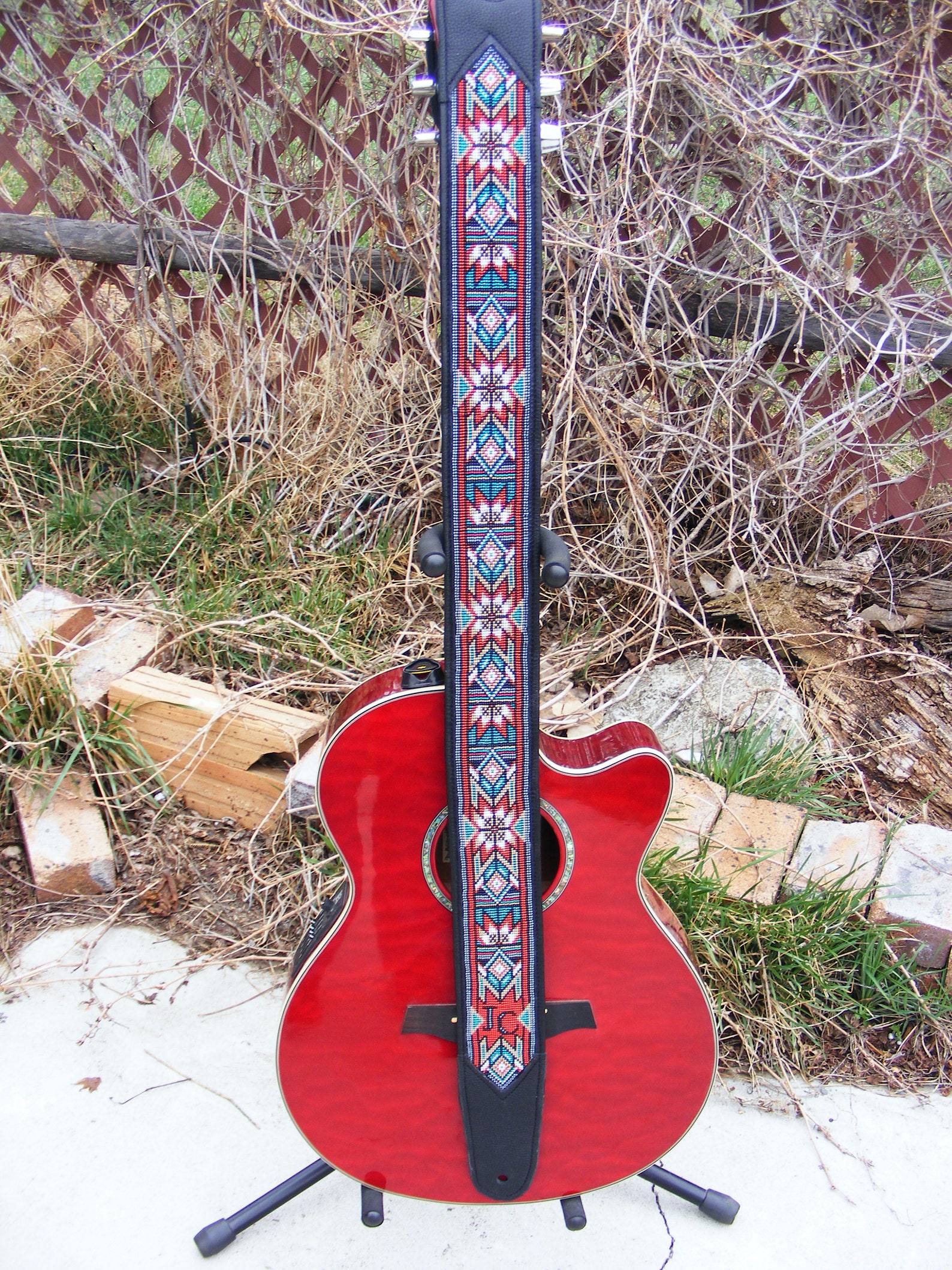 Authentic Native American Custom Made Beaded Guitar Straps Etsy