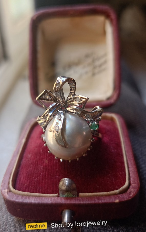 1950 vintage antique Palladium Mabe pearl and Diam