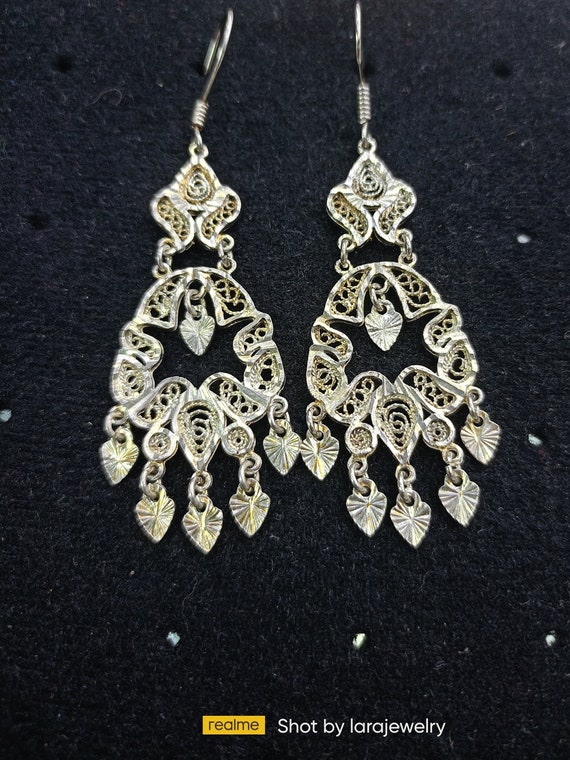 Mexican Sterling silver Filigree  handmade dangle 