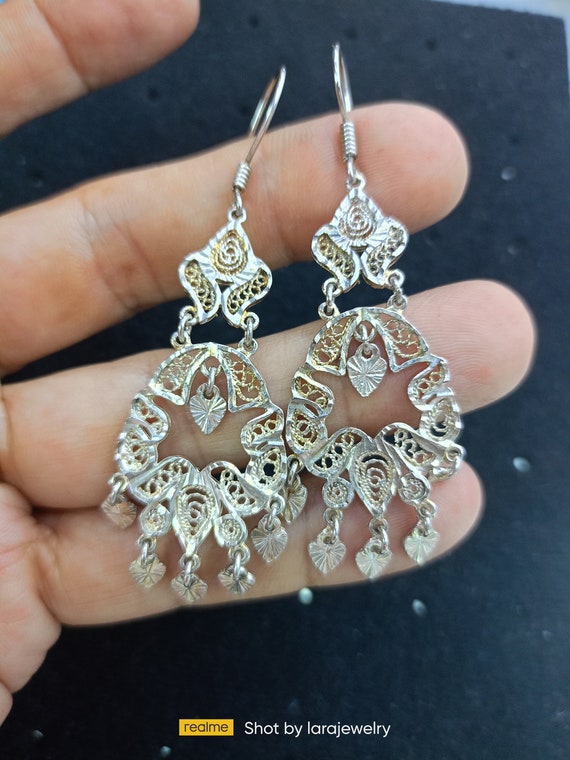 Mexican Sterling silver Filigree  handmade dangle… - image 3