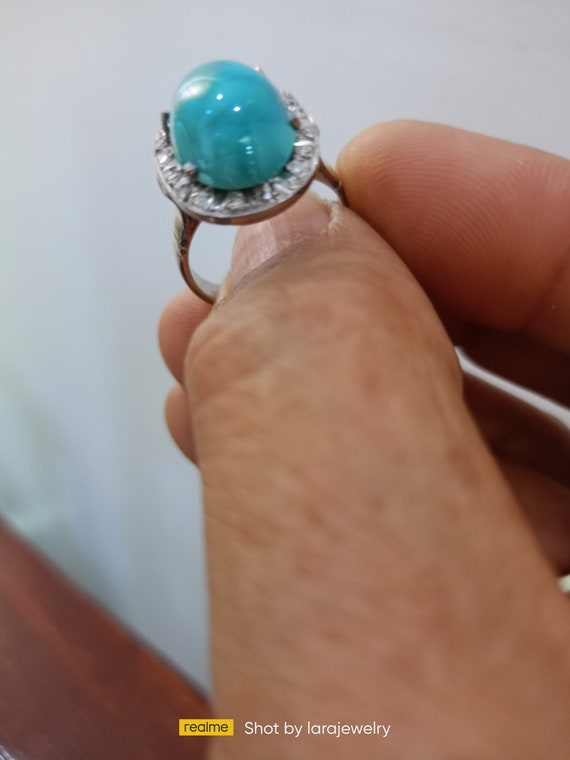 Art Deco vintage Antique Palladium Turquoise and … - image 3