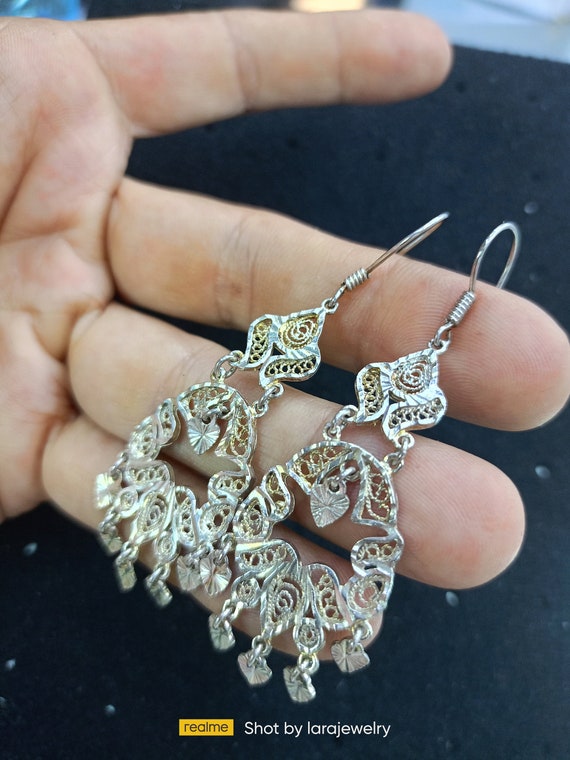 Mexican Sterling silver Filigree  handmade dangle… - image 4