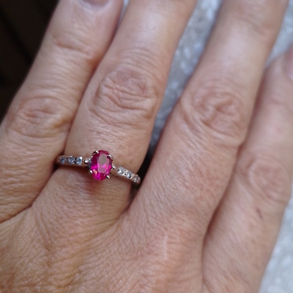 Vintage palladium ruby mine diamond engagement ring size 6