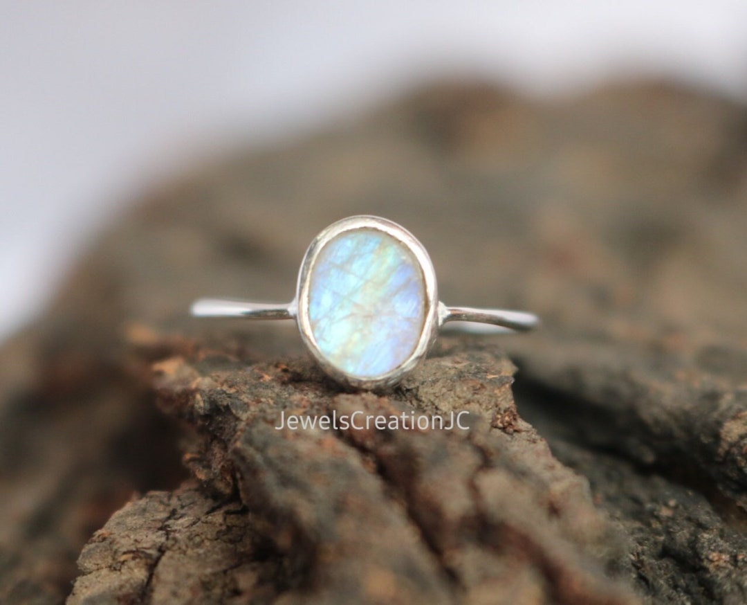 Bague Pierre De Lune Arc-en-Ciel Argent 925 – Nœud Celtique Mystique, Ajustable 6-10, Bijou Élégant Pour Femme & Fille – Cadeau Parfait