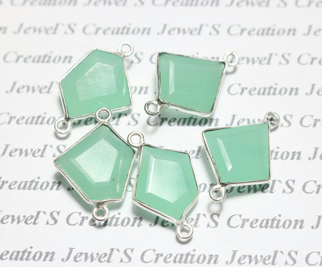 925 Sterling Silver Connector Natural Blue Chalcedony Faceted Etsy UK