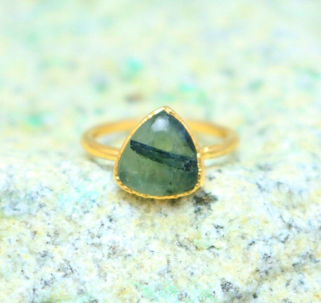 Prehnite Ring Prehnite Gold Ring Crystal Ring Gemstone Etsy UK