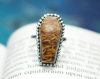 925 Sterling Silver Ring, Natural Mariyam Quality Coffin Gemstone Ring, Gift For Her/Women