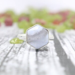 Blue Lace Agate Ring, 925 Sterling Silver Ring, Gemstone Ring, Sterling Silver Simple Ring, Statement Ring, Silver Ring, Birthstone Ring