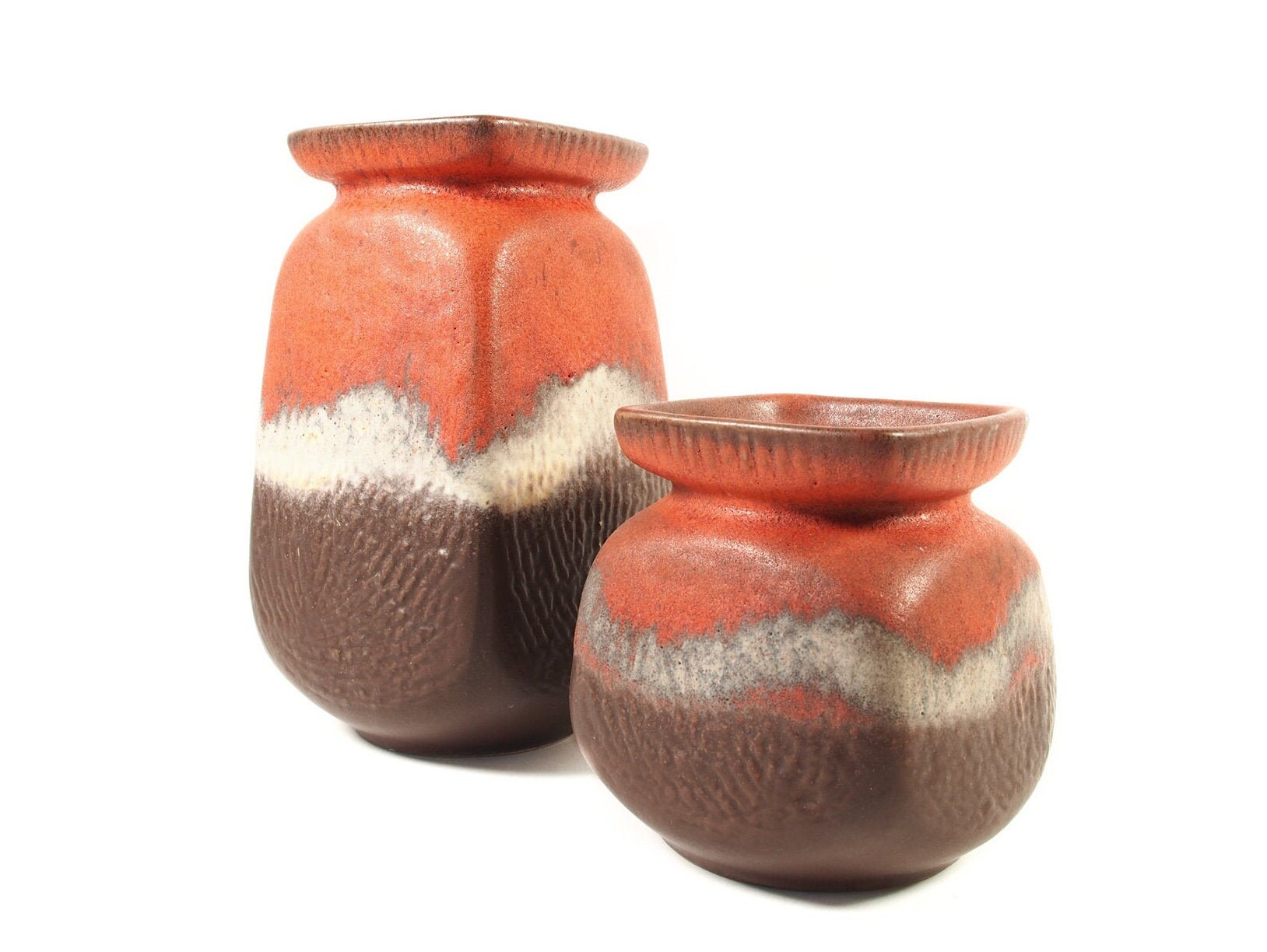 Jasba West Germany Vase Set Square Model N3151120 And