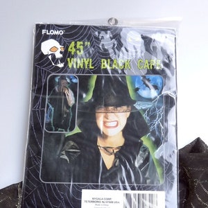 Flomo 45” Vinyl Black Cape Witch Devil Halloween Costume Cape New