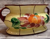 Czechoslovakia Console Czech Vase 10568 V Handpainted Console with Handles Antique Vintage Czechoslovakia Art Pottery Console MINT