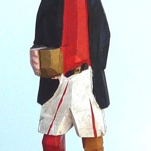 Hand Wood Carved Pirate Figurine Peg Leg Eye Patch Folk Art Nautical Vintage