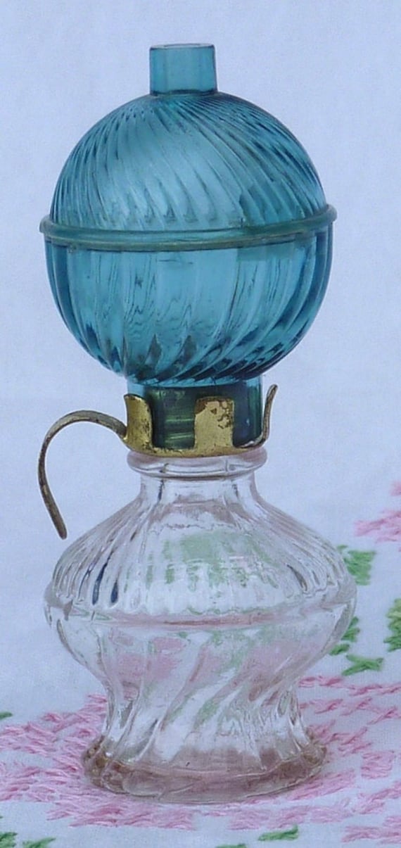 Lamplight Glass Perfume Bottle Oil Lamp Blue Globe