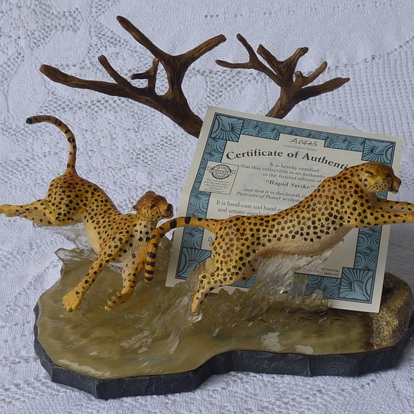 Rapid Strike Bradford Exchange Leopard Figurine Portaits of Power Fighting w COA Vintage