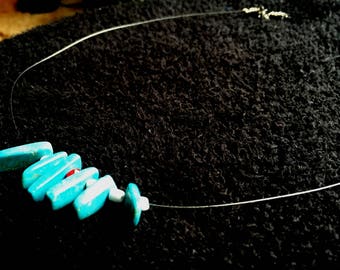 Turquoise Minimalist Necklace w/Red Bead