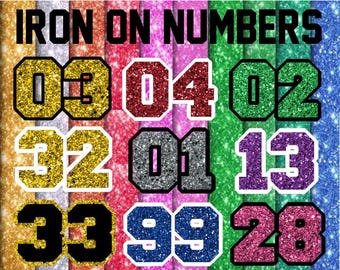 Custom Glitter Number Iron-On Transfer – Sports Jersey, Cheer & Dance