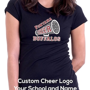Custom Cheer Logo T Shirt, Custom Design, Glitter Decal, Your School, Your Team Name, Glitter Cheer Shirt, Bling your Cheer Squad