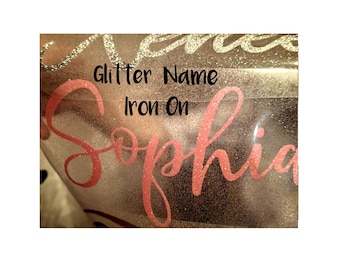 Custom Glitter Name Iron-On Decal: Personalized HTV for Crafts & Apparel