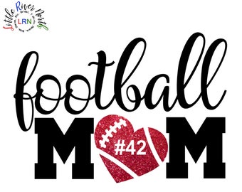 Custom Iron On Decal Transfer, "Football Mom", Custom Football Design, Sports Decal, Football Number Iron On, Custom Glitter Sports Iron On,